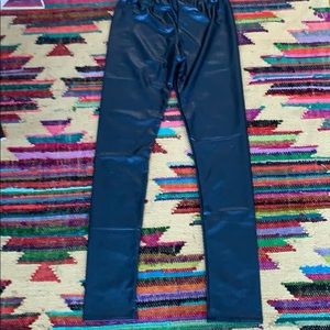 Blue metallic leggings